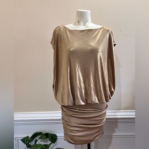 BCBGMAXAZRIA Metallic Gold Mini Dress